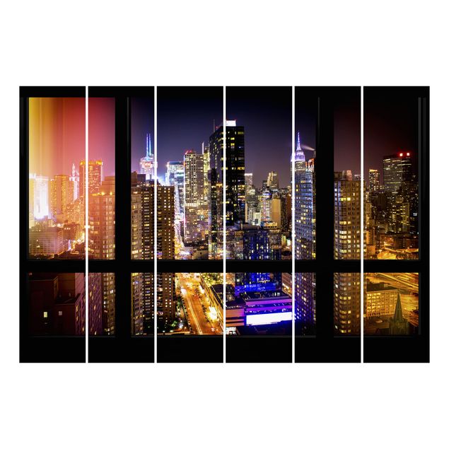 Zasłony panele Widok z okna na Manhattan nocą