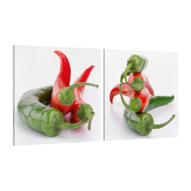 Obrazy z motywem kwiatowym Czerwone i zielone papryczki chilli