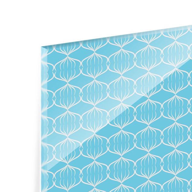 Panel szklany do kuchni - Wzór Art Deco XXL w kolorze niebieskim