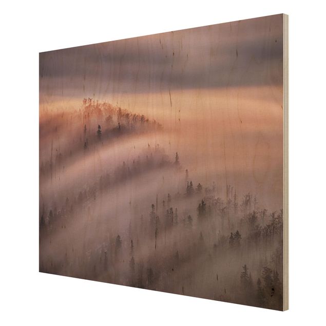 Obrazy na drewnie Powódź mgły
