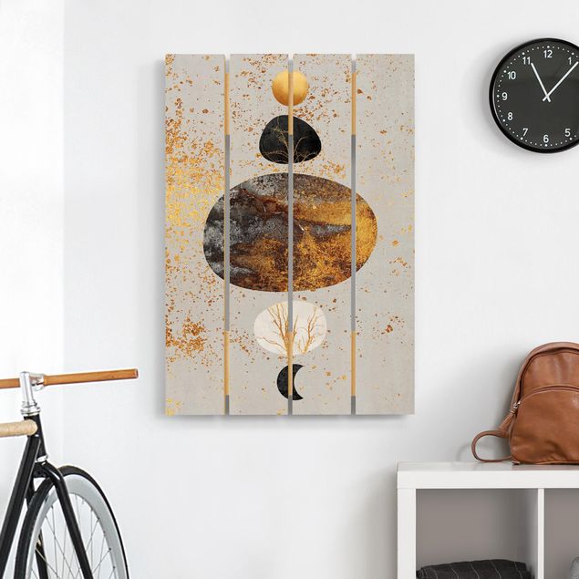 Elisabeth Fredriksson obrazy Słońce i księżyc w złotym połysku