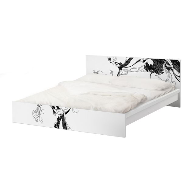 Okleina meblowa IKEA - Malm łóżko 180x200cm - Winorośl w atramencie