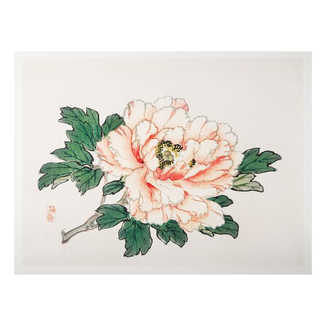Obrazy do salonu Rysunki azjatyckie Vintage Chryzantema różowa