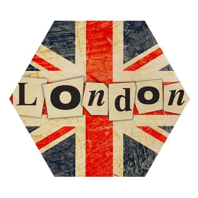 Obraz heksagonalny z drewna - Yeah London