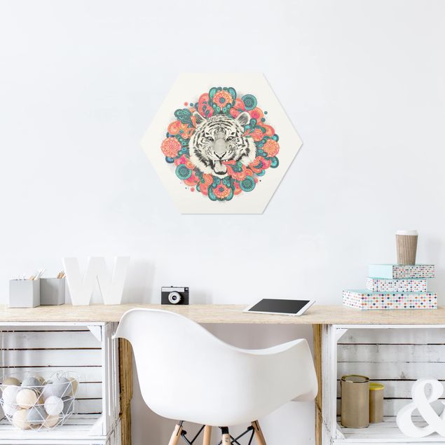 Obrazy do salonu Ilustracja tygrysa Rysunek mandala paisley