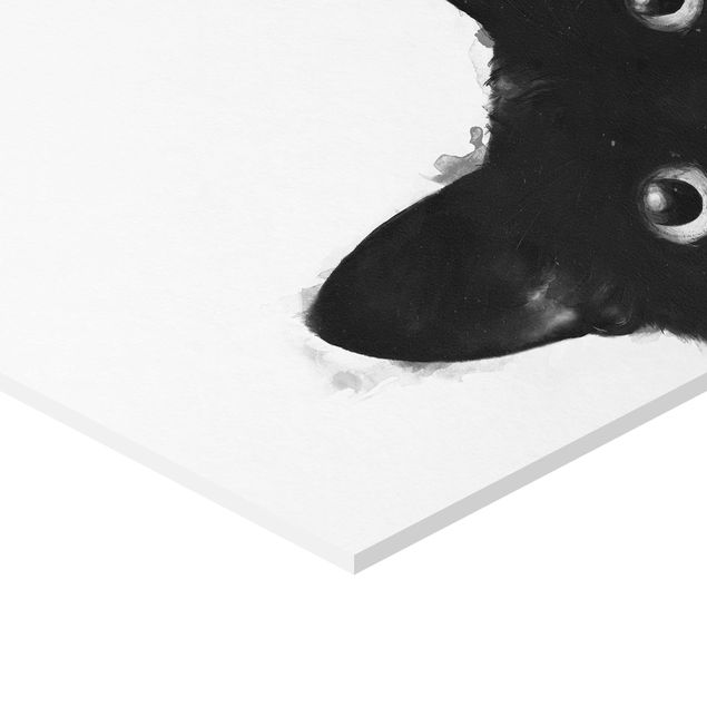 Artystyczne obrazy Ilustracja czarnego kota na białym obrazie