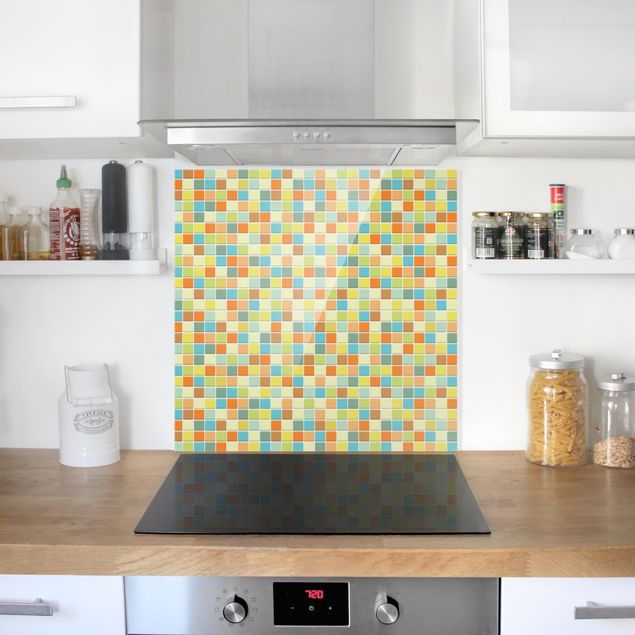 Panele szklane do kuchni Zestaw letni płytek mozaikowych