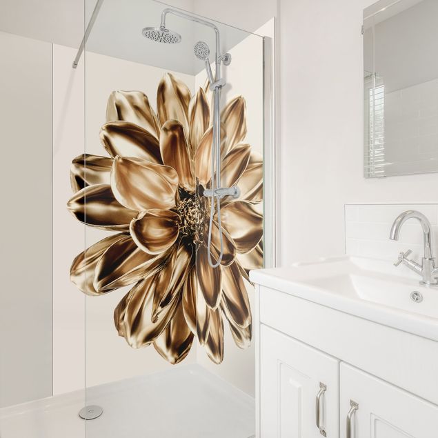 Tylna ścianka prysznicowa - Dahlia Flower Gold Metallic