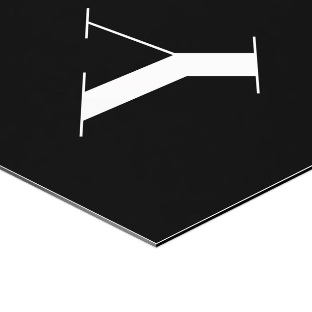 Obraz heksagonalny z Alu-Dibond - Czarna litera Szeryf Y