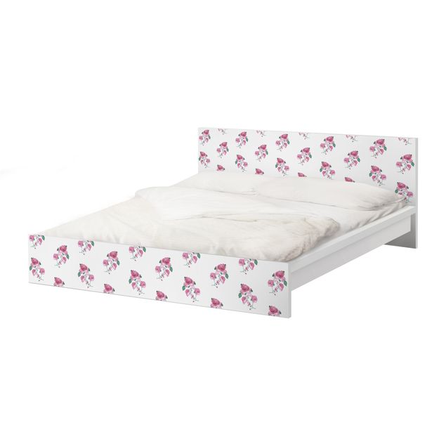 Okleina meblowa IKEA - Malm łóżko 180x200cm - Angielskie róże herbaciane