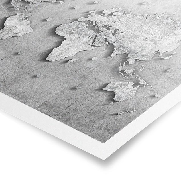 Obrazy mapy Mapa świata z betonu
