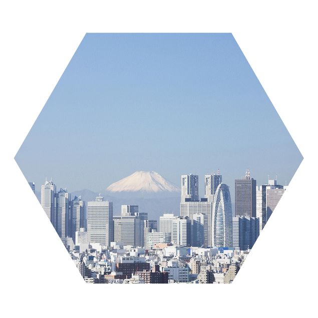 Obrazy nowoczesny Tokio na tle góry Fuji