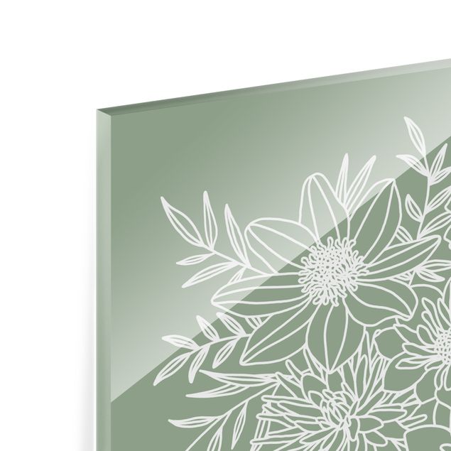 Panel szklany do kuchni - Kwiaty w zieleni