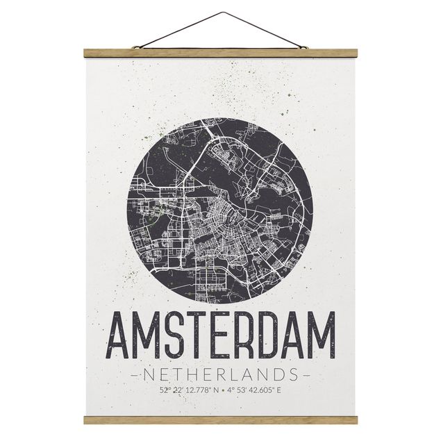 Obrazy powiedzenia Mapa miasta Amsterdam - Retro