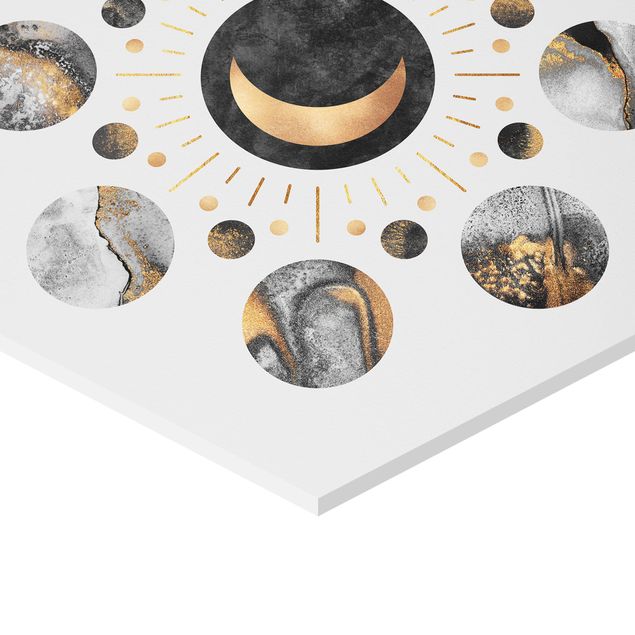 Obrazy na ścianę Fazy księżyca Abstrakcyjne złoto