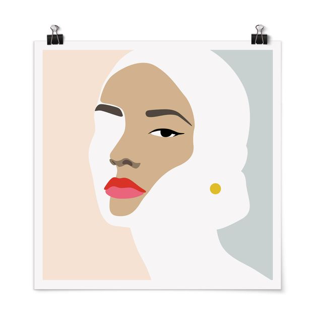Obrazy portret Line Art Portret kobiety Pastelowa szarość