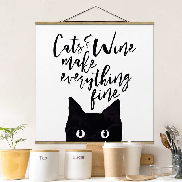 Dekoracja do kuchni Koty i wino sprawiają, że wszystko jest w porządku