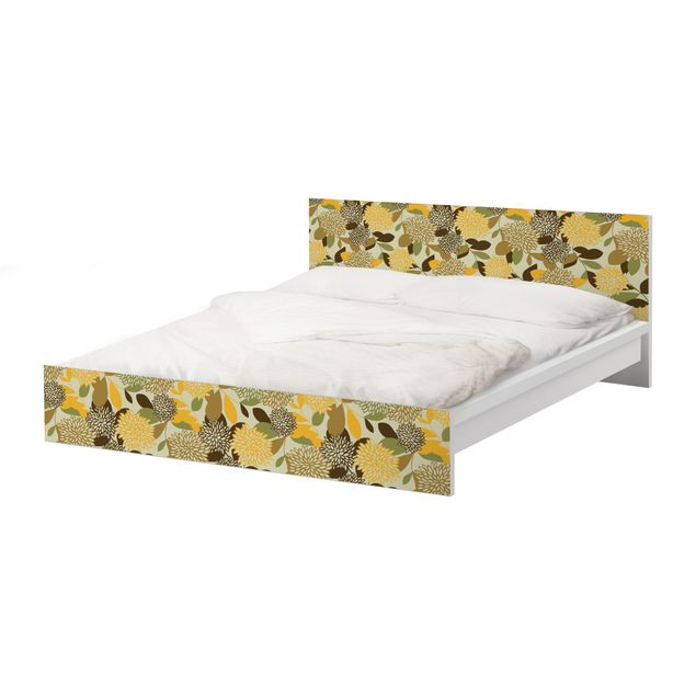 Okleina meblowa IKEA - Malm łóżko 140x200cm - Kwiaty w stylu vintage