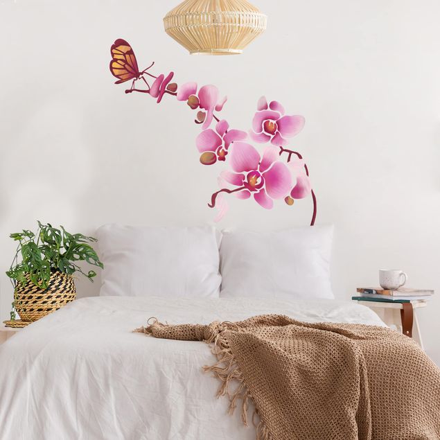 Naklejki na ścianę orchidea Storczyk z motylem