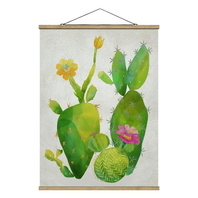 Obrazy rodzina Rodzina kaktusów różowo-żółty