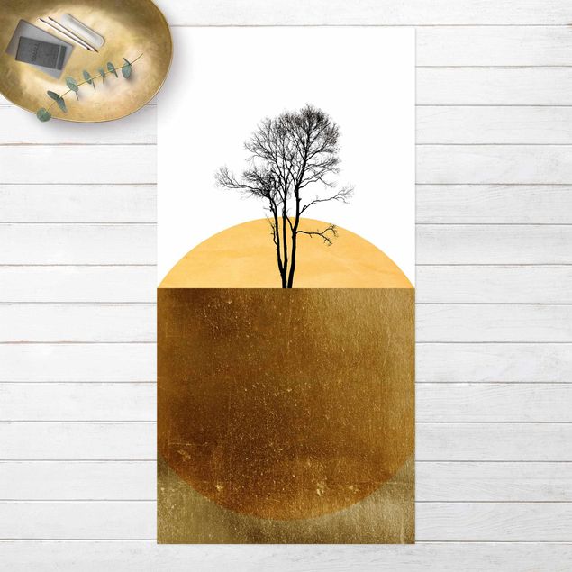 dywany zewnętrzne tarasowe Złote słońce z drzewem