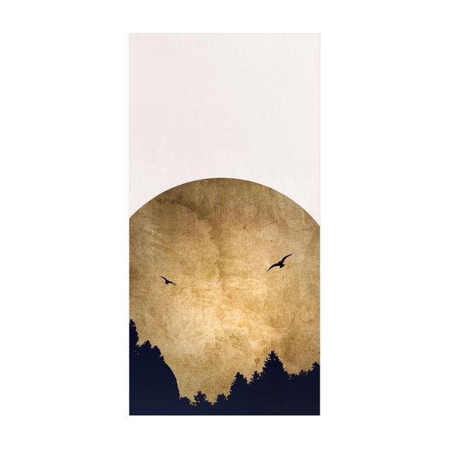 nowoczesny dywan Złoty księżyc w lesie
