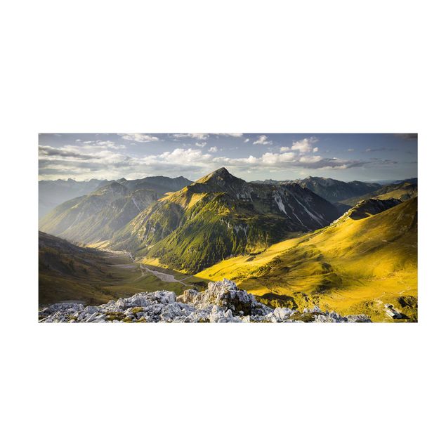 dywan nowoczesny Góry i dolina w Alpach Lechtalskich w Tyrolu