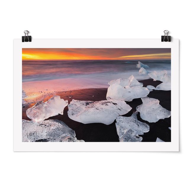 Obrazy z morzem Kawałki lodu na lagunie lodowcowej Jökulsárlon Islandia