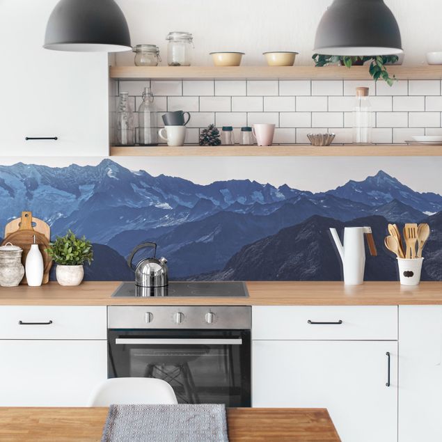 Panel ścienny do kuchni - Panorama błękitnych gór