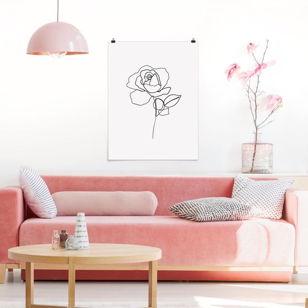Obrazy nowoczesny Line Art Róża czarno-biały