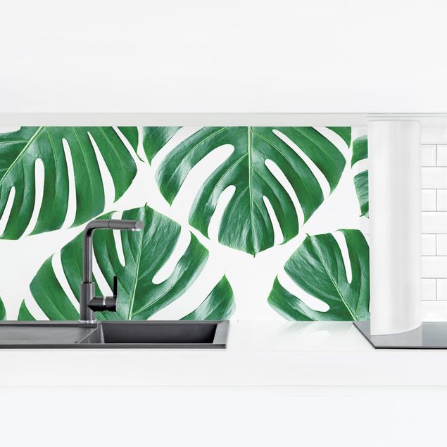 Panel ścienny do kuchni - Tropikalna Monstera o zielonych liściach