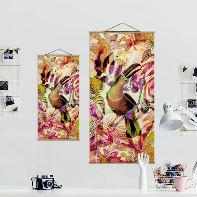 Obrazy kwiatowe Kolorowy kolaż - tukan