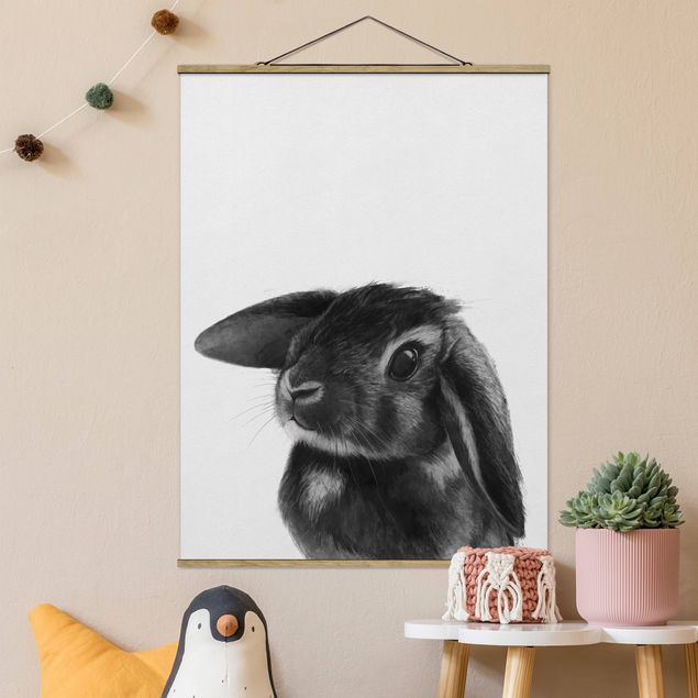Dekoracja do kuchni Ilustracja królik czarno-biały rysunek