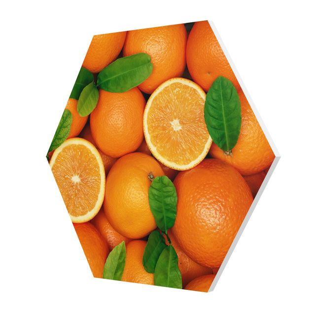 Sześciokątny obraz soczyste pomarańcze