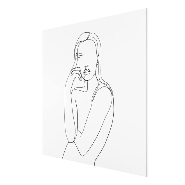 Obrazy nowoczesne Line Art Kobieta zamyślona czarno-biały