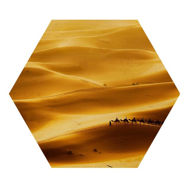 Obraz heksagonalny z drewna - Złotoen Dunes