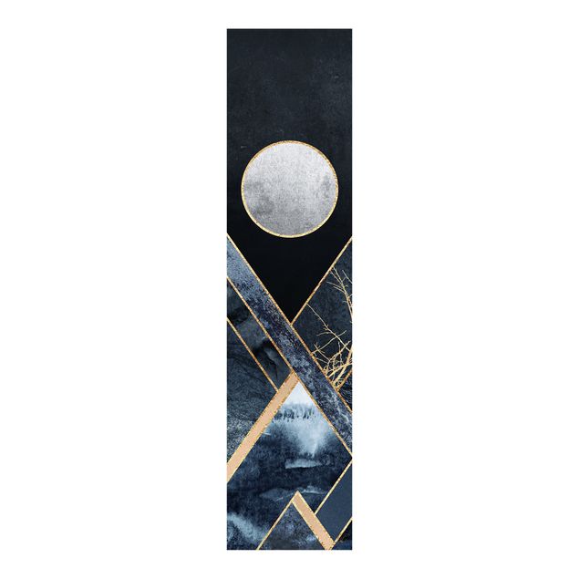 Tekstylia domowe Złoty księżyc abstrakcyjne czarne góry
