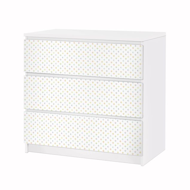 Okleina meblowa IKEA - Malm komoda, 3 szuflady - Pastelowe trójkąty