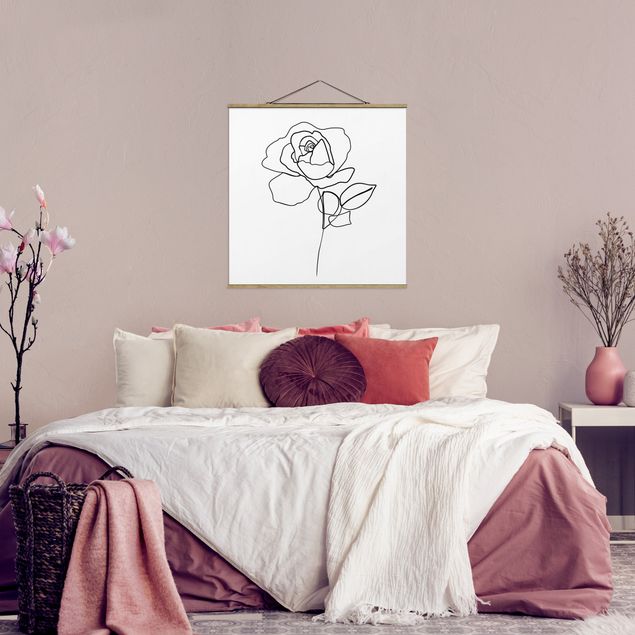 Obrazy do salonu nowoczesne Line Art Róża czarno-biały