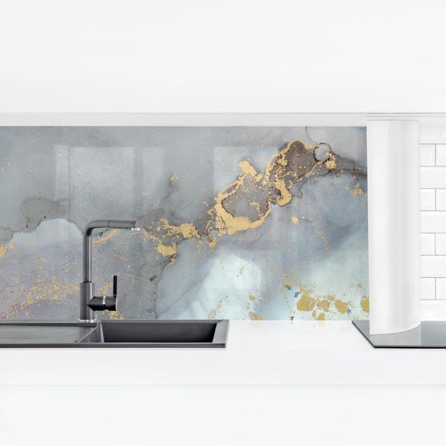 Panel ścienny do kuchni - Eksperymenty z kolorami Marmurowa tęcza i złoto