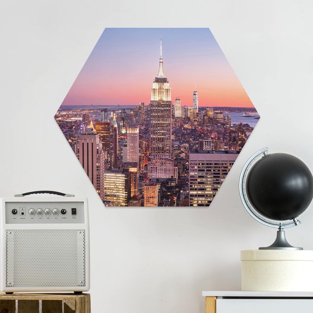 Nowoczesne obrazy do salonu Zachód słońca Manhattan Nowy Jork