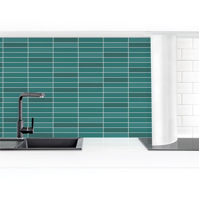 Panel ścienny do kuchni - Płytki metro - turkusowy