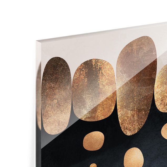 Panel szklany do kuchni - Abstrakcyjne złote kamienie
