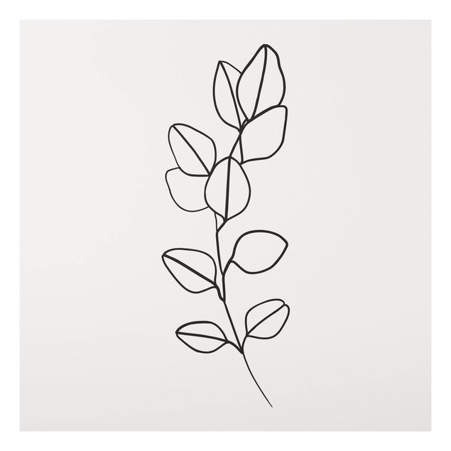 Dekoracja do kuchni Line Art Gałązka liści czarno-biały