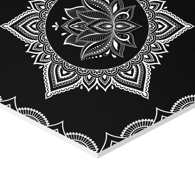 Obraz heksagonalny z Forex 2-częściowy - Zestaw ilustracji Lotus OM Czarny