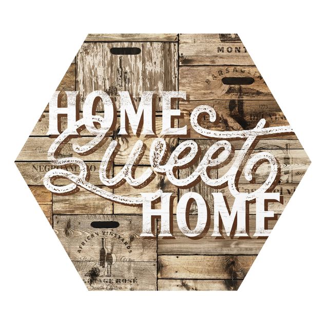 Obrazy z napisami Ściana drewniana w stylu "Home sweet home".
