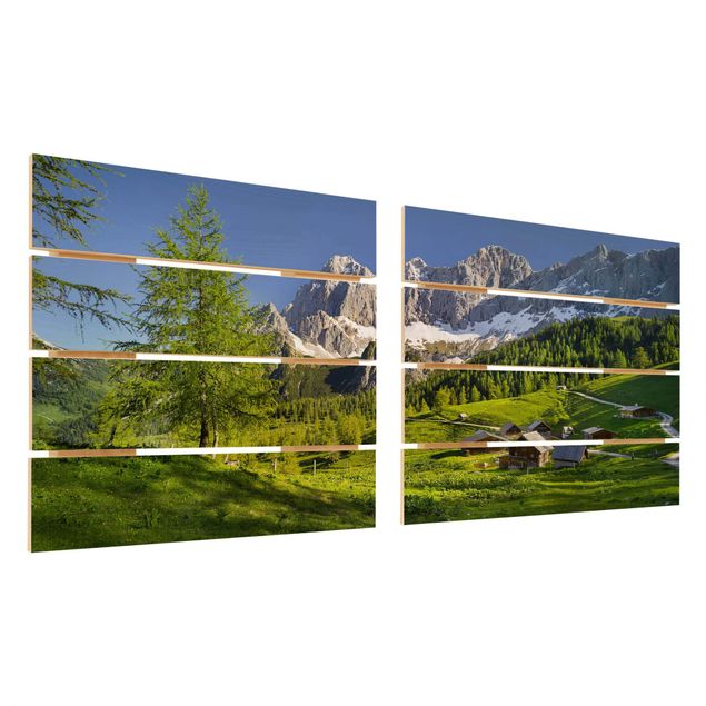 Obraz z drewna 2-częściowy - Styria Alpejska łąka