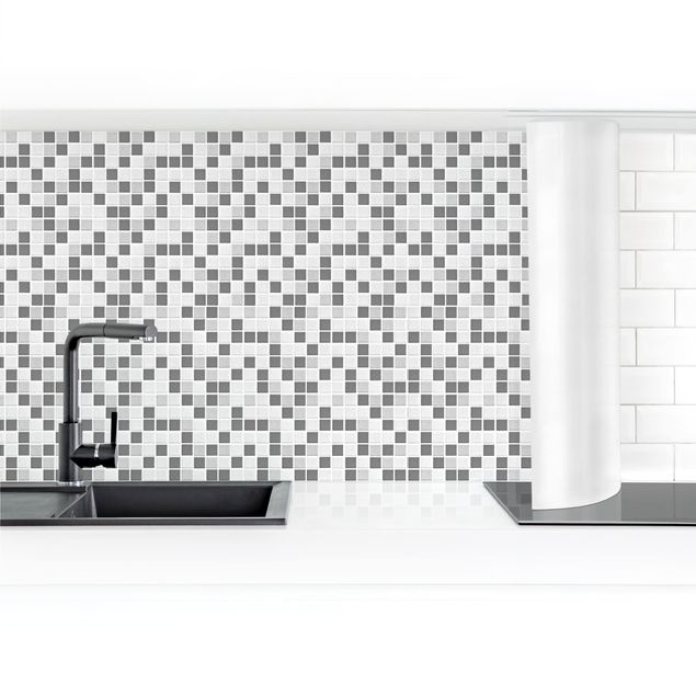 Panel ścienny do kuchni - Płytki mozaikowe szare