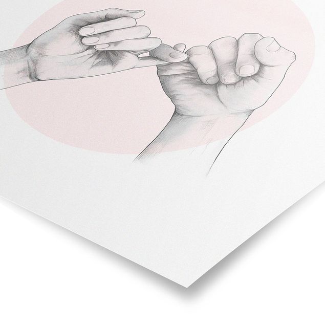 Różowy obraz Ilustracja dłoni Przyjaźń Koło Różowy Biały