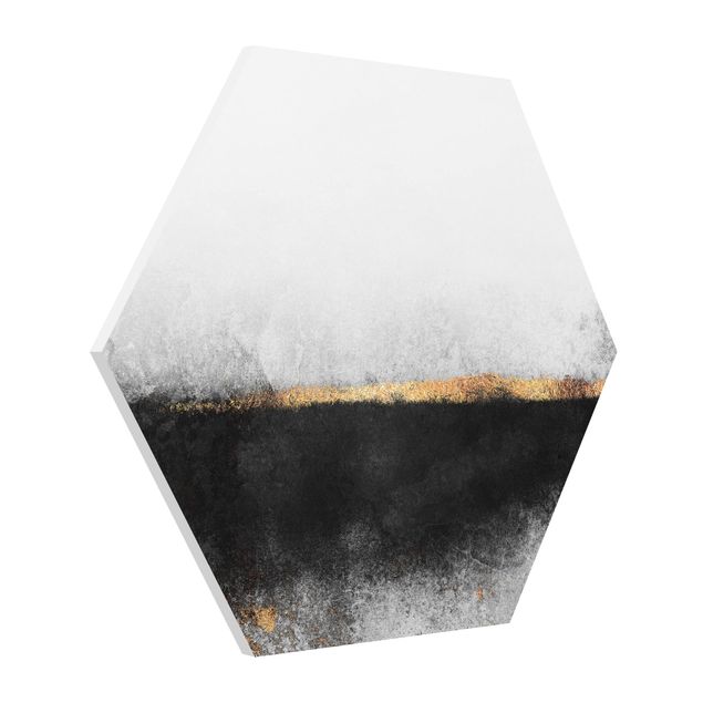 Nowoczesne obrazy Abstrakcja Złoty horyzont czarno-biały